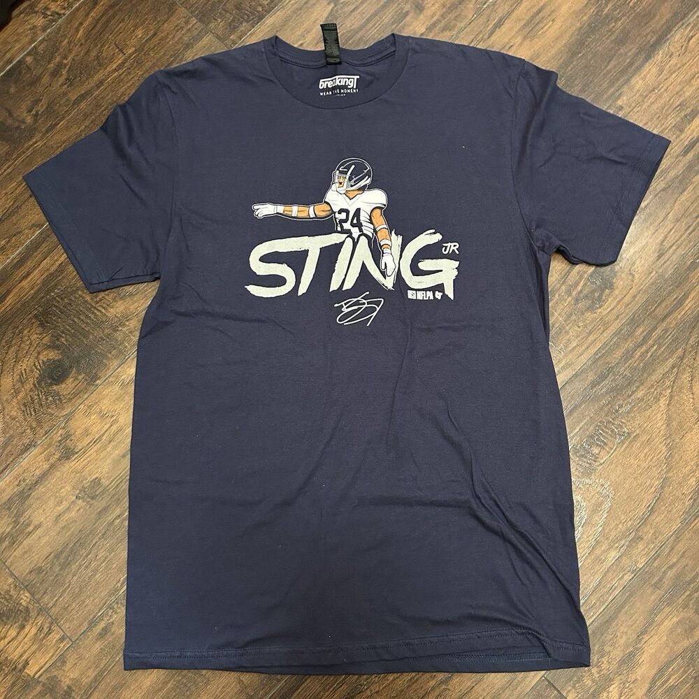 Darryl Stingley Jr. 'The Sting' Breaking Brand Medium T Shirt NWOT Blue